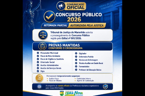 CONCURSO PÚBLICO 2026 | RETOMADA PARCIAL AUTORIZADA