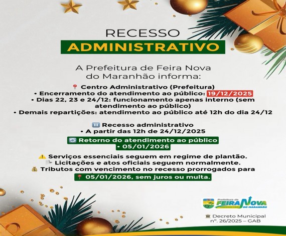 AVISO DE RECESSO ADMINISTRATIVO.